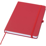 Caderno A5 com capa rígida em pele sintética e folhas pautadas cor vermelho