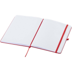 Caderno A5 com capa rígida em pele sintética e folhas pautadas cor vermelho segunda vista
