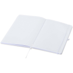 Caderno A5 com capa rígida em pele sintética e folhas pautadas cor branco segunda vista