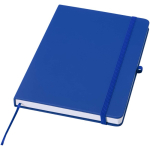 Caderno A5 com capa rígida em pele sintética e folhas pautadas cor azul real