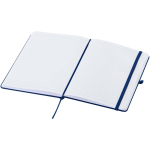 Caderno A5 com capa rígida em pele sintética e folhas pautadas cor azul-marinho segunda vista