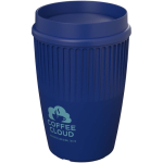 Copo reutilizável com tampa 360° e rebordo isolante 350ml cor azul vista impressa logo 2