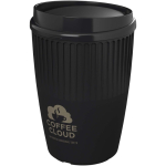 Copo reutilizável em plástico reciclado de parede simples 350 ml cor preto vista impressa logo 2