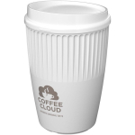 Copo reutilizável em plástico reciclado de parede simples 350 ml cor branco vista impressa logo 2