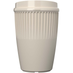 Copo reutilizável em plástico reciclado de parede simples 350 ml cor areia segunda vista frontal
