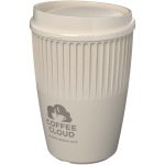 Copo reutilizável em plástico reciclado de parede simples 350 ml cor areia vista impressa logo 2