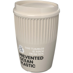 Copo reutilizável em plástico reciclado de parede simples 350 ml cor areia vista com logo