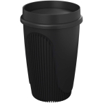 Copo de parede única com tampa 360° e rebordo isolante 350ml cor preto
