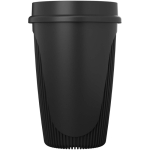 Copo de parede única com tampa 360° e rebordo isolante 350ml cor preto segunda vista com lateral