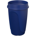 Copo de parede única com tampa 360° e rebordo isolante 350ml cor azul