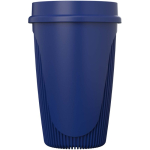 Copo de parede única com tampa 360° e rebordo isolante 350ml cor azul segunda vista com lateral