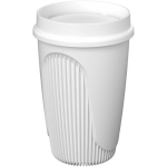 Copo de parede única com tampa 360° e rebordo isolante 350ml cor branco