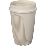 Copo de parede única com tampa 360° e rebordo isolante 350ml cor areia