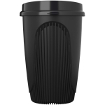 Copo reutilizável com tampa de encaixe e aro isolante 350ml cor preto segunda vista frontal