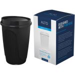 Copo reutilizável com tampa de encaixe e aro isolante 350ml cor preto quarta vista