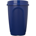 Copo reutilizável com tampa de encaixe e aro isolante 350ml cor azul segunda vista frontal