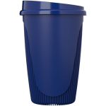 Copo reutilizável com tampa de encaixe e aro isolante 350ml cor azul vista lateral