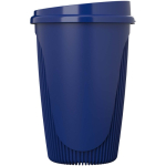 Copo reutilizável com tampa de encaixe e aro isolante 350ml cor azul segunda vista com lateral