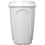 Copo reutilizável com tampa de encaixe e aro isolante 350ml cor branco segunda vista frontal