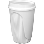 Copo reutilizável com tampa de encaixe e aro isolante 350ml cor branco