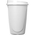Copo reutilizável com tampa de encaixe e aro isolante 350ml cor branco vista lateral