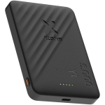 Bateria externa ultrafina com carregamento sem fios 5.000 mAh Xtorm cor preto vista impressa logo 2