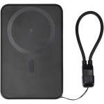 Power bank personalizável com fixação magnética e cordão 5.000 mAh cor preto segunda vista traseira