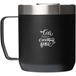 Caneca térmica com tampa antissalpicos em aço inoxidável 350ml Stanley cor preto vista impressa logo 2