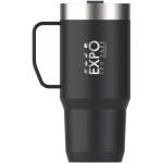 Caneca térmica com tampa anti-derramamento e parede dupla 473ml Stanley cor preto vista impressa logo 2