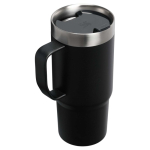 Caneca térmica com tampa anti-derramamento e parede dupla 473ml Stanley cor preto terceira vista traseira