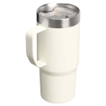 Caneca térmica com tampa anti-derramamento e parede dupla 473ml Stanley cor bege segunda vista traseira