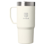 Caneca térmica com tampa anti-derramamento e parede dupla 473ml Stanley cor bege vista impressa logo 2