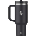 Copo térmico Stanley 1,18 L com palhinha rebatível à prova de fugas cor preto vista impressa logo 2