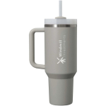 Copo térmico Stanley 890 ml com tampa rotativa e palhinha reutilizável cor cinzento vista impressa logo 2