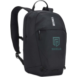 Mochila compacta Thule de 12 L para o dia a dia com detalhes refletoras cor preto vista impressão transfer