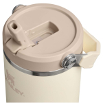 Copo térmico Stanley 890ml com palhinha rebatível à prova de fugas cor bege vista detalhe 1