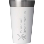 Copo empilhável de parede dupla com isolamento a vácuo 470ml Stanley cor branco vista impressa logo 2