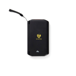 Powerbank solar dobrável carregamento rápido Nordic Drift Titan 10000mAh cor preto vista com logo