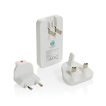 Carregador plano ultrafino com fichas de viagem e USB-C 65W cor branco