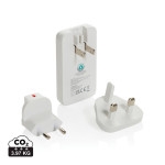 Carregador plano ultrafino com fichas de viagem e USB-C 65W cor branco