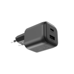 Carregador USB ecológico compacto com ficha EU 100W cor preto terceira vista