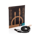 Cabo carregamento rápido 2 em 1 entrançado antiemaranhamento 60W 120 cm cor preto vista com caixa