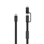 Cabo carregamento rápido 2 em 1 entrançado antiemaranhamento 60W 120 cm cor preto