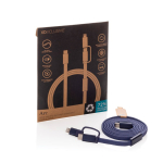 Cabo carregamento rápido 2 em 1 entrançado antiemaranhamento 60W 120 cm cor azul vista com caixa
