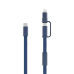 Cabo carregamento rápido 2 em 1 entrançado antiemaranhamento 60W 120 cm cor azul
