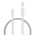 Cabo carregamento rápido 2 em 1 entrançado antiemaranhamento 60W 120 cm cor cinzento