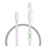 Cabo carregamento rápido 2 em 1 entrançado antiemaranhamento 60W 120 cm cor cinzento vista com logo