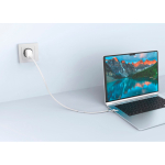 Cabo carregamento rápido 2 em 1 entrançado antiemaranhamento 60W 120 cm cor cinzento vista de ambiente