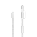 Cabo carregamento rápido 2 em 1 entrançado antiemaranhamento 60W 120 cm cor cinzento