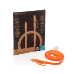 Cabo carregamento rápido 2 em 1 entrançado antiemaranhamento 60W 120 cm cor cor-de-laranja vista com caixa